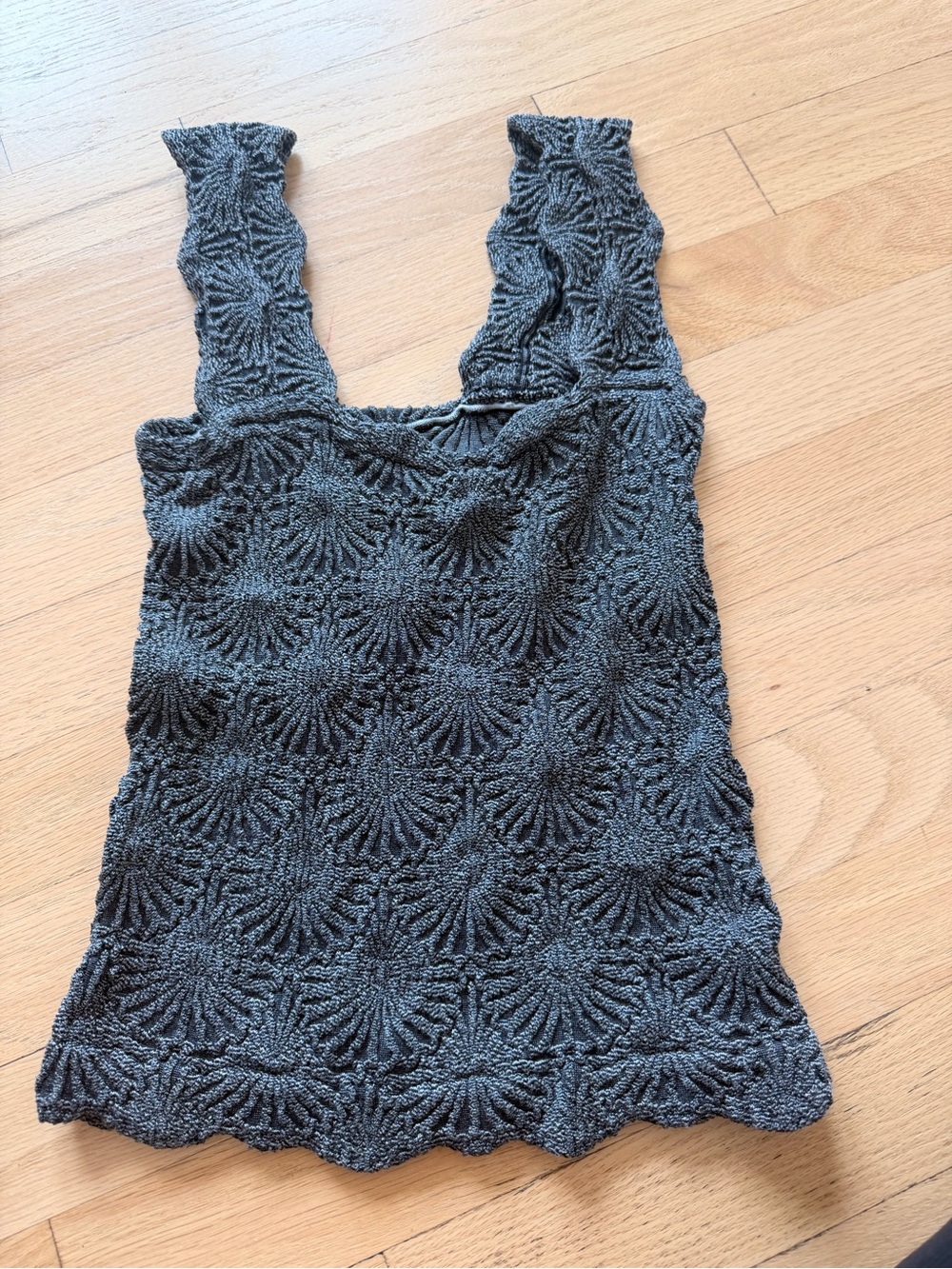 Free People Charcoal Gray Crochet Tank Top